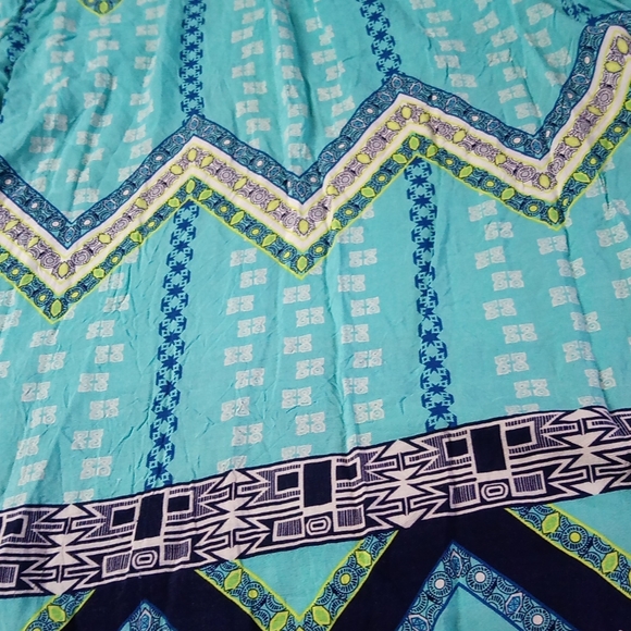 Tribal Boho Aztec Bohemian Print Pattern Flowy V Neck Blouse Top - Picture 12 of 13